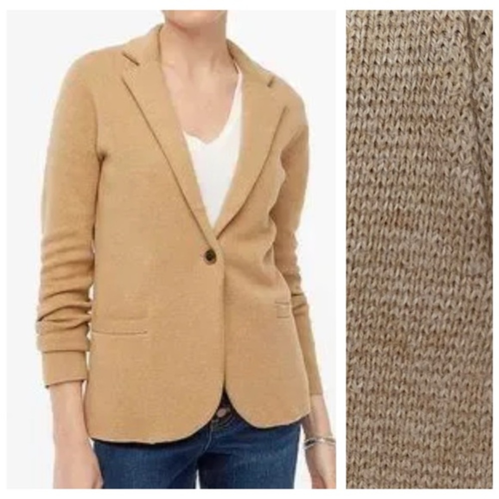 J. Crew Tan Knit Sweater Blazer Small